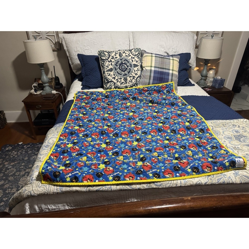Angry Birds Quilted Throw 51"x42" Under Side Stained